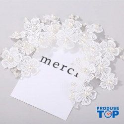 Bentita, coronita par mireasa decorata flori cu perle albe elemente translucide BPM06