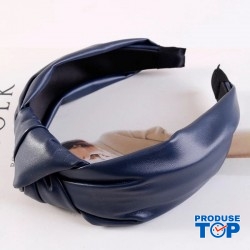 Bentita, coronita par din piele moale bleumarin BP04