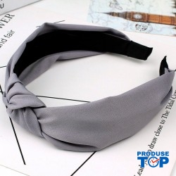 Bentita, coronita par gri din material textil cu nod decorativ  BP05