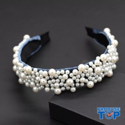 Bentita, coronita par albastra din material textil cu perle decorative BP10 Bentita, coronita par albastra din material textil cu perle decorative BP10