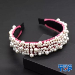 Bentita, coronita par roz din material textil cu perle decorative BP10 Bentita, coronita par roz din material textil cu perle decorative BP10