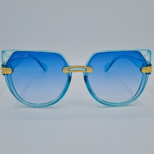 Ochelari de soare Dama Casual cu rama asimetrica albastra + Toc si laveta GRATIS OSD024