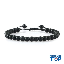 Bratara unisex cu pietre semipretioase negre mat BRB002