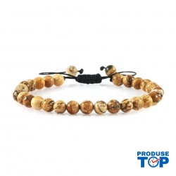 Bratara unisex cu pietre semipretioase maro deschis BRB002