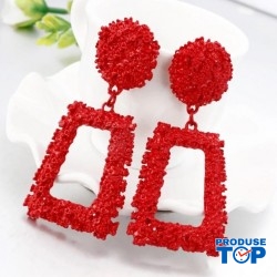 Cercei eleganti dreptunghiulari lungi rosiii CW01