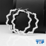 Cercei eleganti rotunzi mari argintii cu perle CW23