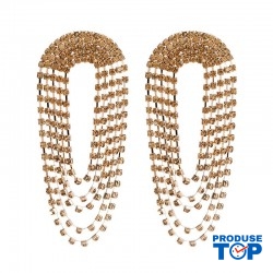 Cercei aurii eleganti lungi cu strasuri CW35