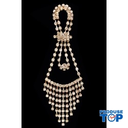 Cercei eleganti lungi aurii cu franjuri si strasuri CW39