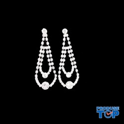 Cercei eleganti lungi argintii cu strasuri CW42