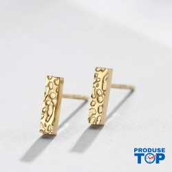 Cercei eleganti dreptunghiulari din otel inoxidabil placat cu aur de 14 K CW71