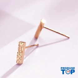 Cercei eleganti dreptunghiulari din otel inoxidabil placat cu aur roz de 14 K cu forma dreptunghiulara CW71