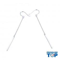 Cercei fashion din otel inoxidabil argintiu cu lantisor CW78