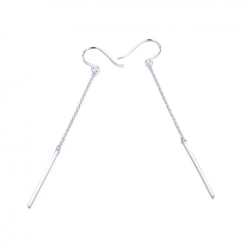 Cercei fashion din otel inoxidabil argintiu cu lantisor CW78