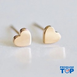 Cercei fashion din otel inoxidabil placat cu aur roz de 14 K in forma de inimioara CW80