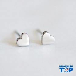 Cercei fashion din otel inoxidabil argintiu in forma de inimioara CW80
