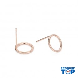 Cercei fashion din otel inoxidabil placat cu aur roz de 14 K cu element forma geometrica cerc CW89