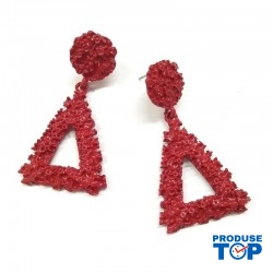 Cercei eleganti rosii forma triunghi CW95