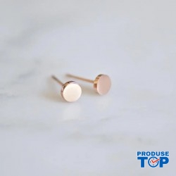 Cercei fashion din otel inoxidabil placat cu aur roz de 14 K forma rotunda CW83