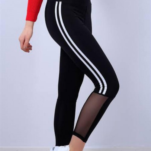 Colanti Fitness Dama Negri cu dungi laterala si plasa CDFIT030