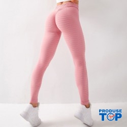 Colanti Fitness Dama modelatori cu talie inalta super elastici roz CDFIT035 Colanti Fitness Dama modelatori cu talie inalta super elastici roz CDFIT035