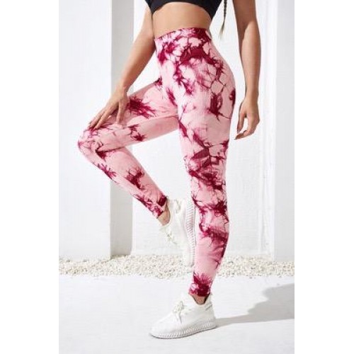 Colanti Dama Sport Modelatori  Design Marmorat  lungi cu talie inalta  si efect Push -Up CDFIT046