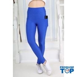 Colanti Dama efect Anticelulitic albastri cu Buzunar CDFIT082