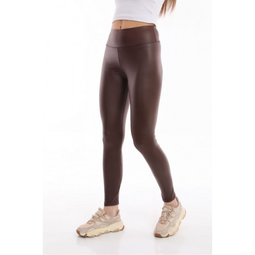 Colanti Dama Maro inchis imitatie piele cu talie inalta CDFIT087