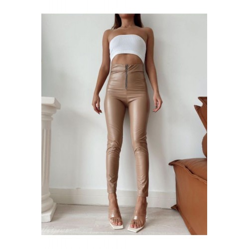 Colanti Dama piele eco vatuiti bej  cu talie inalta CDFIT097