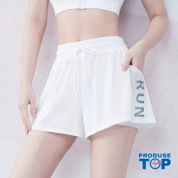 Pantaloni Dama Sport scurti albi de alergare PTRUN02