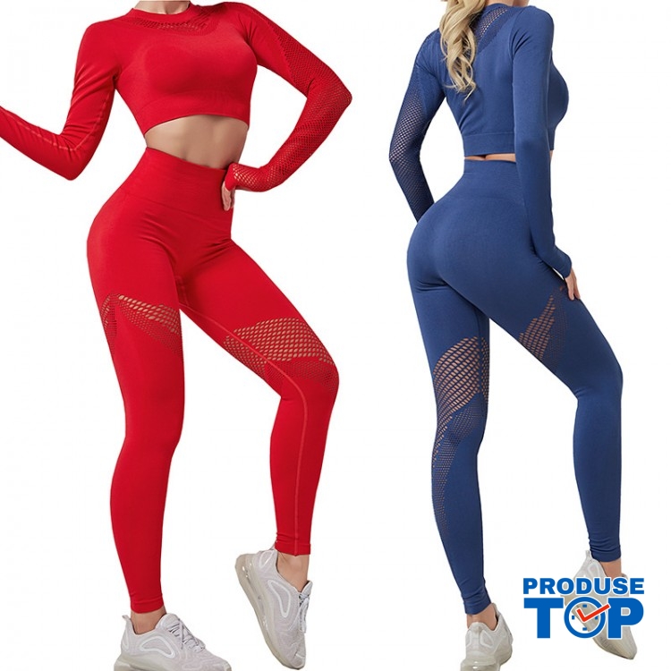 Compleu Fitness Sport Rosu cu Perforatii Colanti si Bluza scurta SFIT015 Compleu Fitness Sport Rosu cu Perforatii Colanti si Bluza scurta SFIT015