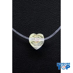 Colier Choker Dama cu Fir Elastic Transparent si Cristal Inima Reflexii Multicolore COL081