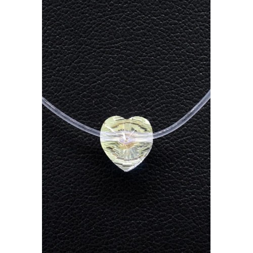 Colier Choker Dama cu Fir Elastic Transparent si Cristal Inima Reflexii Multicolore COL081
