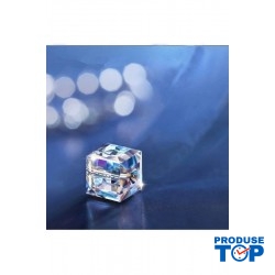 Colier Choker Dama cu Fir Elastic Transparent si Cristal Cub  Reflexii Multicolore COL082