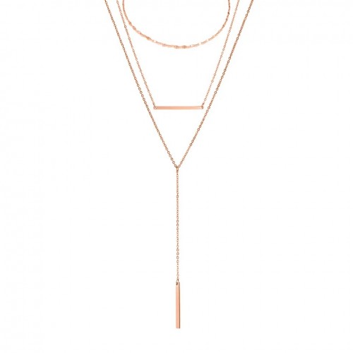 Set trei coliere aurii placate cu aur roz de 14 k cu pandantiv STCOL088