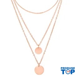 Set trei coliere aurii placate cu aur roz de 14 k cu pandantiv STCOL090