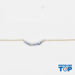 Colier auriu placat cu aur galben de 14 K cu perle albastre COL101