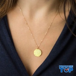 Colier auriu placat cu aur galben de 14 k cu pandativ rotund COL103