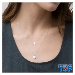 Colier argintiu cu pandativ rotund neted COL104