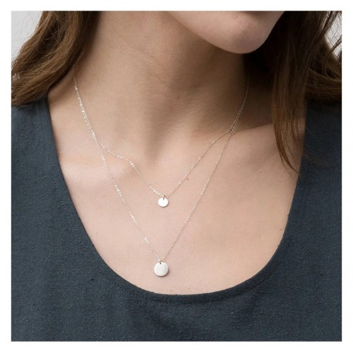 Colier argintiu cu pandativ rotund neted COL104