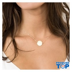 Colier roz auriu placat cu aur galben de 14 K cu pandativ rotund neted COL108