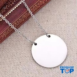 Colier argintiu cu pandativ rotund neted COL108