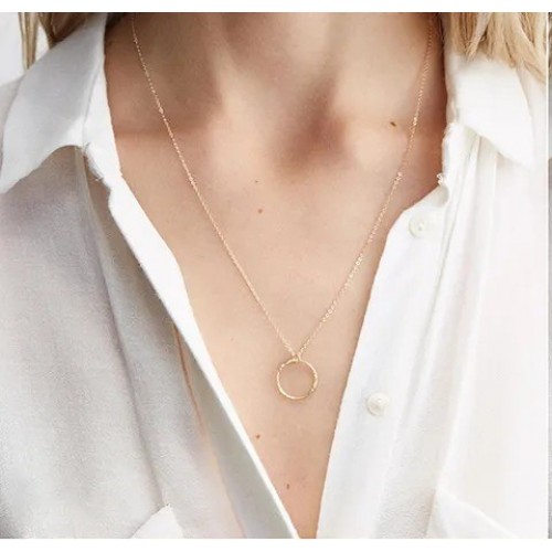 Colier dama auriu placat cu aur roz de 14 k si pandativ cerc COL109