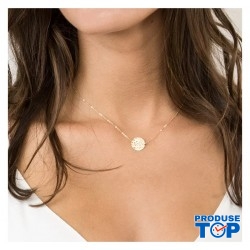 Colier auriu placat cu aur galben de 14 k cu pandativ rotund 13mm COL113