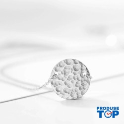 Colier argintiu cu pandativ rotund 13mm COL113