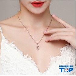 Colier auriu cu pisica si proiectie I love You in 100 de limbi COL039