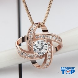 Colier dama rose gold cu inimioara si strasuri COL044