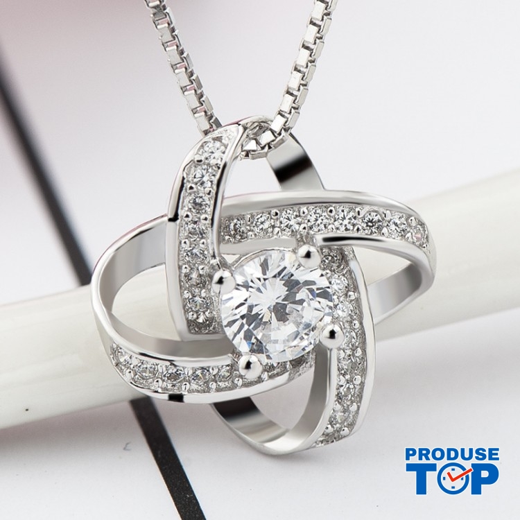 Colier dama silver din argint cu inimioara si strasuri COL044 Colier dama silver din argint cu inimioara si strasuri COL044