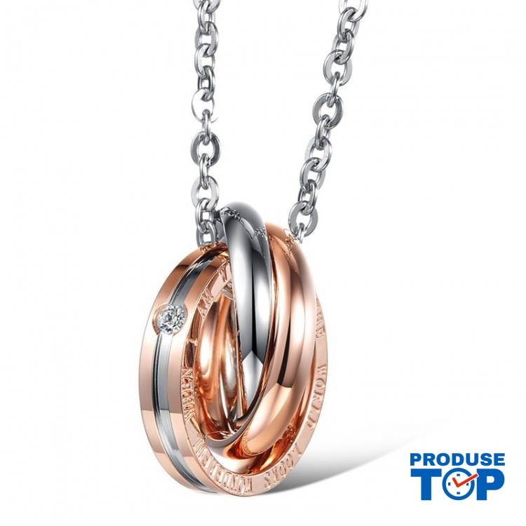 Lantisor dama rose gold cu pandantiv inele COL045