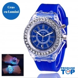 Ceas Dama Albastru inchis cu lumini Geneva CDGV015