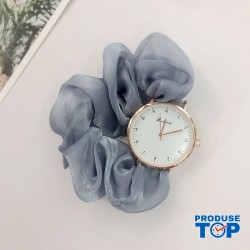 Ceas Dama Elegant cu bratara din funda albastru pal CDGV026